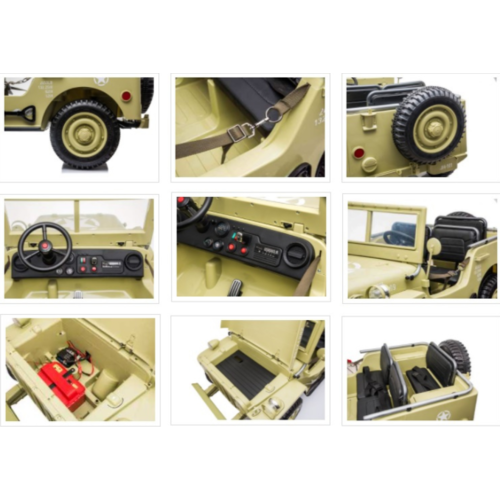 Willy’s Jeep Army 24V 3 persoons kinderauto beige