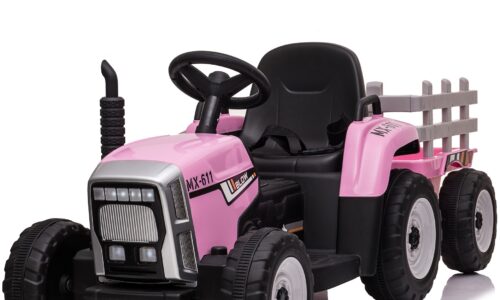 Tractor with trailer 12V Pink