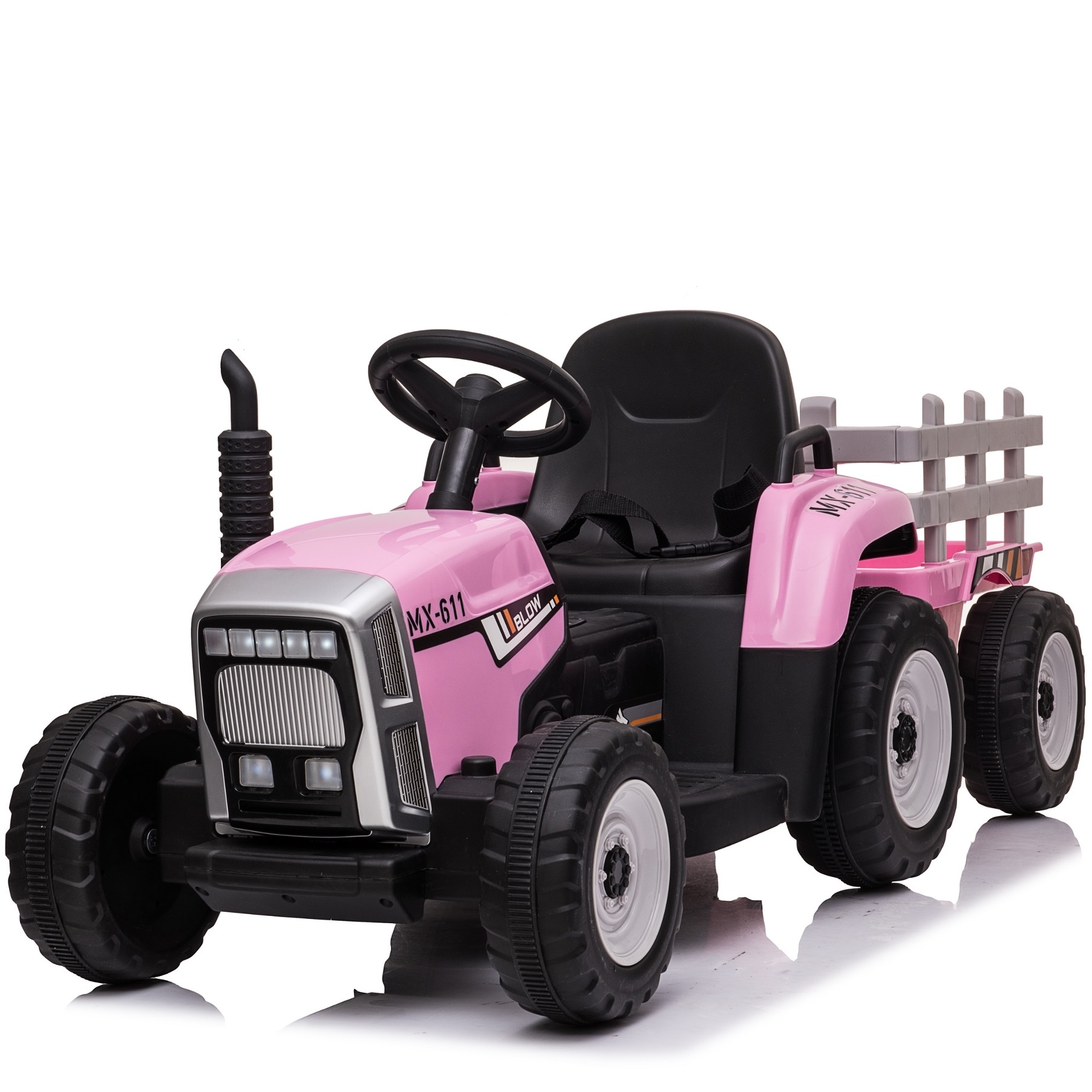 Tractor with trailer 12V Pink