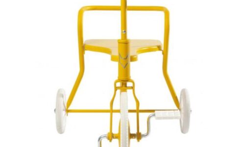 Classic Driewieler Foxrider  geel met houten zitting