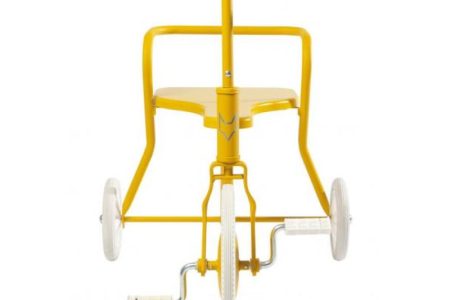 Classic Driewieler Foxrider  geel met houten zitting